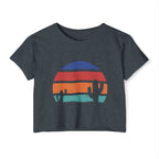Women’s Crop Top — Retro Desert Sunset Cactus Festival Tee