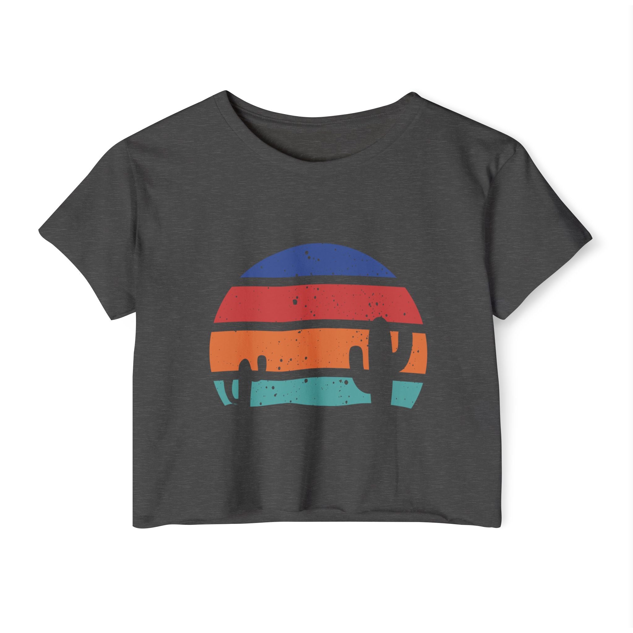 Women’s Crop Top — Retro Desert Sunset Cactus Festival Tee