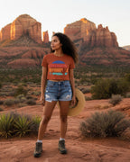 Women’s Crop Top — Retro Desert Sunset Cactus Festival Tee
