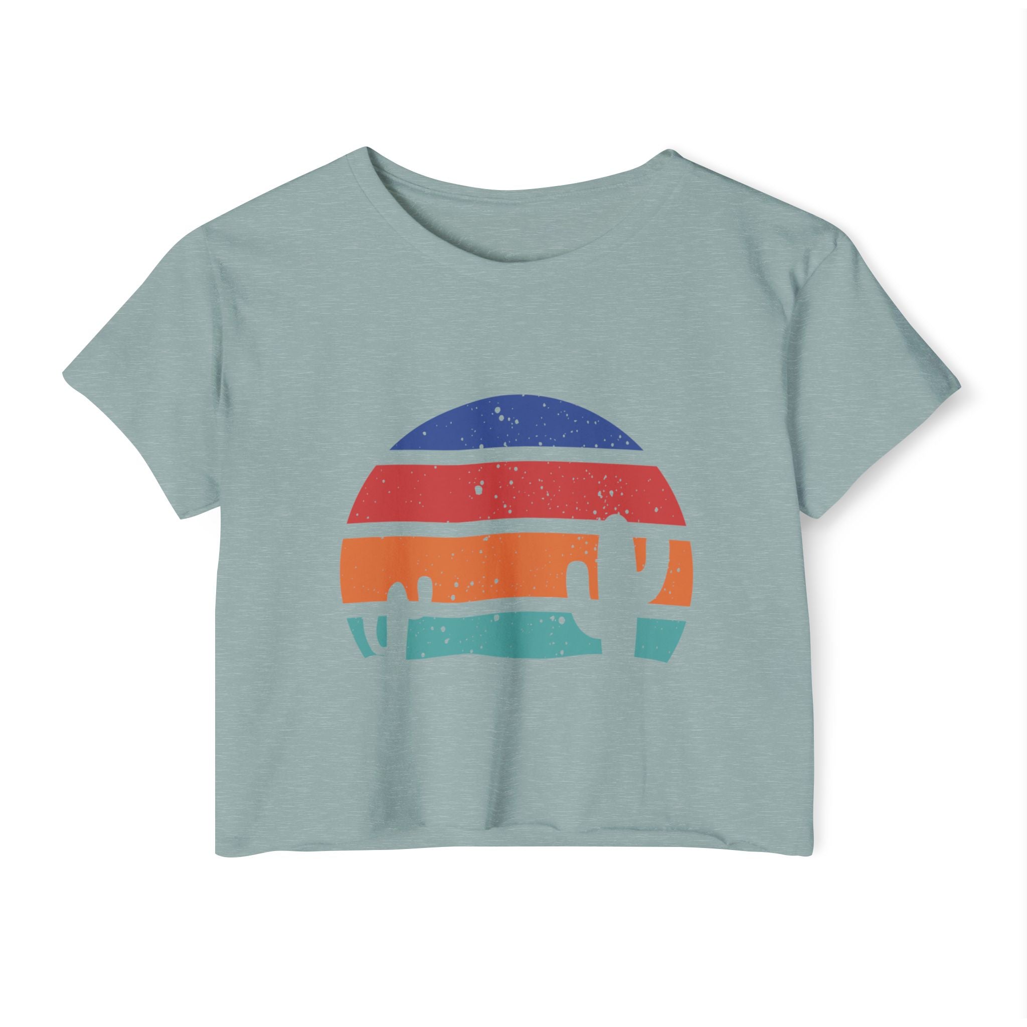Women’s Crop Top — Retro Desert Sunset Cactus Festival Tee