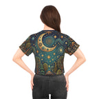 Mystical Forest Moon Crop Tee — Celestial Mushroom Nightscape