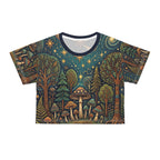 Mystical Forest Moon Crop Tee — Celestial Mushroom Nightscape